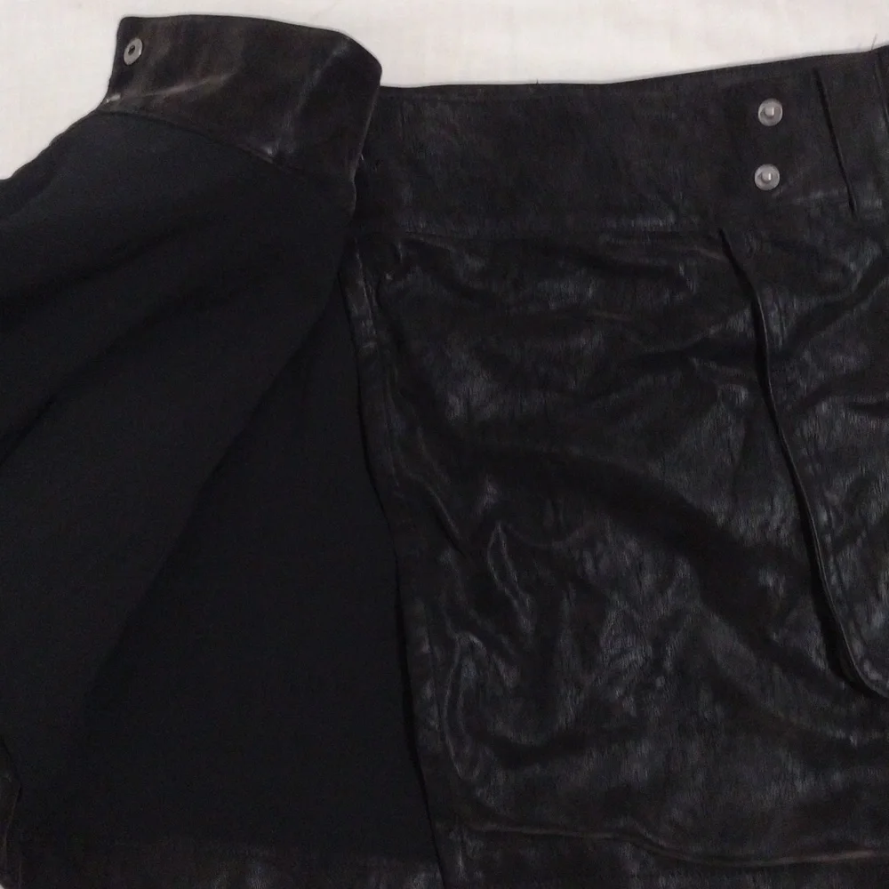 Free People Black Carson Utility Wrap Mini Skirt Faux Suede Y2K Cargo Chic US 8